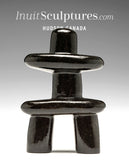 3" Black Inukshuk by Alex Lyta Inuit Sculpture Eskimo Art