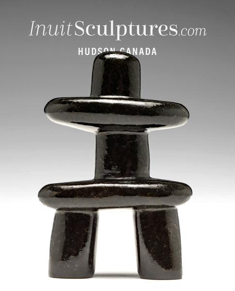 3" Black Inukshuk by Alex Lyta Inuit Sculpture Eskimo Art