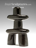 3" Black Inukshuk by Alex Lyta Inuit Sculpture Eskimo Art