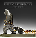 12" Hunter with Husky Dog by Famous Jimmy Iqaluq