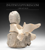 8" Inuk on Wolf by Elite Master Carver Manasie Akpaliapik *Wolf Rider*