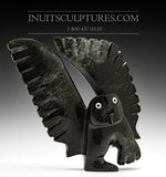 10" Owl with Inlayed Eyes by Palaya Qiatsuq