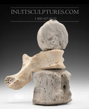 8" Inuk on Wolf by Elite Master Carver Manasie Akpaliapik *Wolf Rider*