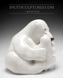12" Mother bear hugging her cubs by World Famous Manasie Akpaliapik