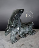 VINTAGE 22" Bonded Bear and Walrus  LAST Masterpiece of Elite Master Carver Nuna Parr *Never Apart*