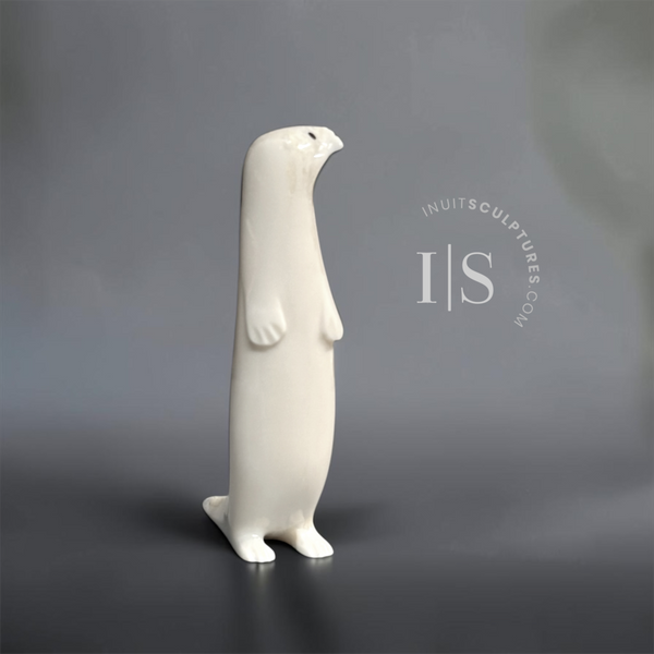 VINTAGE Rare 3" Ivory Standing Otter by M. Tiulana