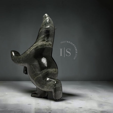 CURATOR'S CHOICE 23" SIGNATURE  Dancing Bear by Ashevak Adla *Grandstand*