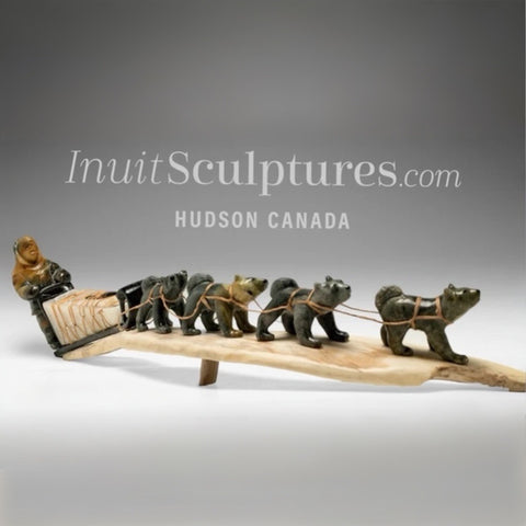 RESERVED** 24" Dog Sled and Hunter by Peter K. *Over The Dale*