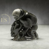 VINTAGE 120 lbs - 18" Eskimo Boy and Seal by Johnny Inukpuk (1911–2007) RCA