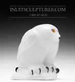 8" SIGNATURE White Owl by Elite Carver Manasie Akpaliapik *Pure Innocence*