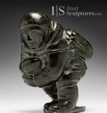 VINTAGE 9" Inuit Boy and Seal by Peter Anjutiqirk *Safe In My Arms*