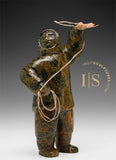 VINTAGE 10" Eskimo Hunter with Spear by Isaaci Etidloie *Guys! Over Here!*