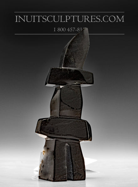 5" Dark Inukshuk by Ningeosiak Ashoona