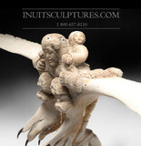 36" Mother & Child riding on Bird Whalebone Collage by World Famous James Alivaktuk