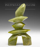 6" Green Inukshuk by Patrick Kolola