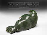 7" Happy Green Walrus by Famous Jimmy Iqaluq
