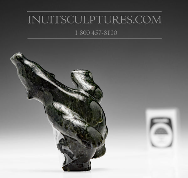 3.5" Black Arching Dancing Bear by Markoosie Papigatok