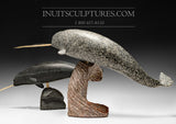 30" Mother and Calf Narwhals by Inuk Charlie